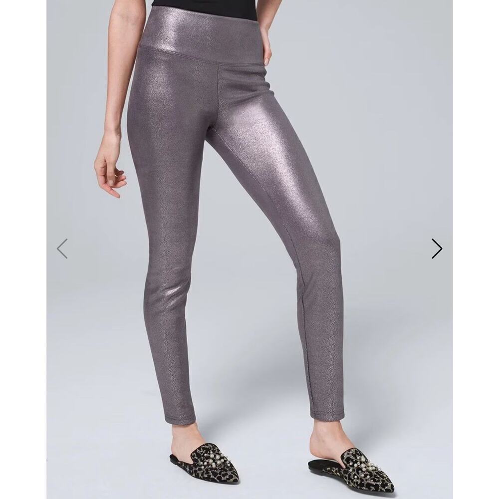 White House Black Market Gray Snake Foil Jeggings Size 6